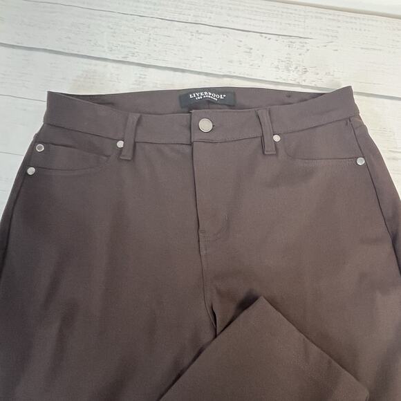 Liverpool LA Brown Stretch Trouser Pants Sz 8/29 Slim Career Work Office Casual - Picture 4 of 8